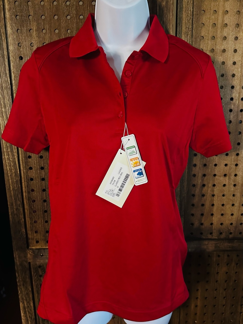 Women's Short Sleeve Polo Tee in Red